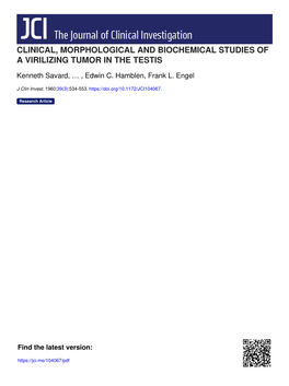 Clinical, Morphological and Biochemical Studies of a Virilizing Tumor in the Testis