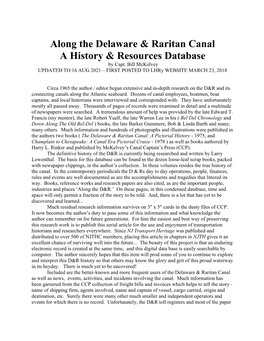Along the Delaware & Raritan Canal a History & Resources Database