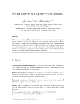 Kernel Methods and Support Vector Machines