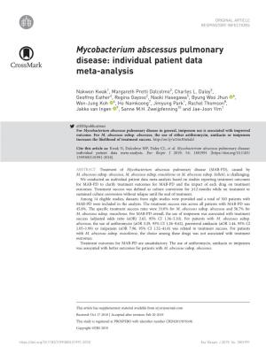 Mycobacterium Abscessus Pulmonary Disease: Individual Patient Data Meta-Analysis