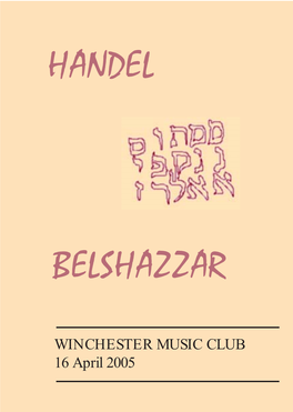 Handel Belshazzar for the Petersfield Festival; Mozart Exsultate Jubilate