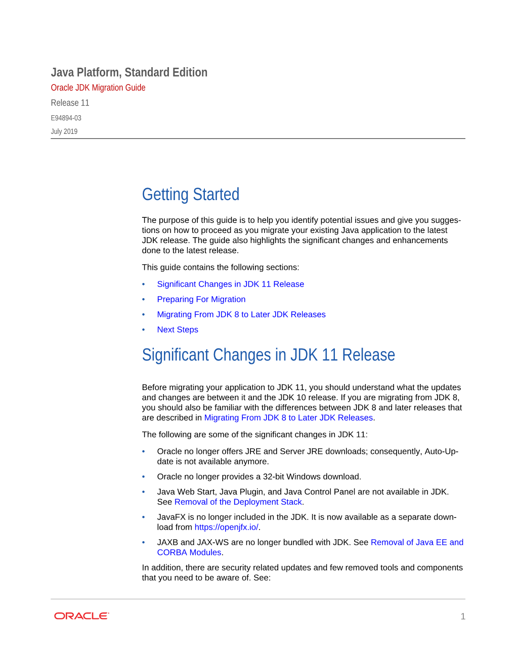 Oracle JDK Migration Guide Release 11 E94894-03 July 2019