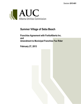 2013-061 Summer Village of Seba Beach
