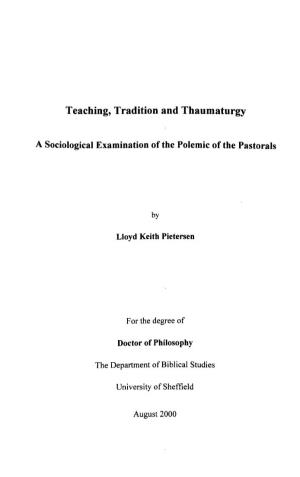 Teaching, Tradition and Thaumaturgy
