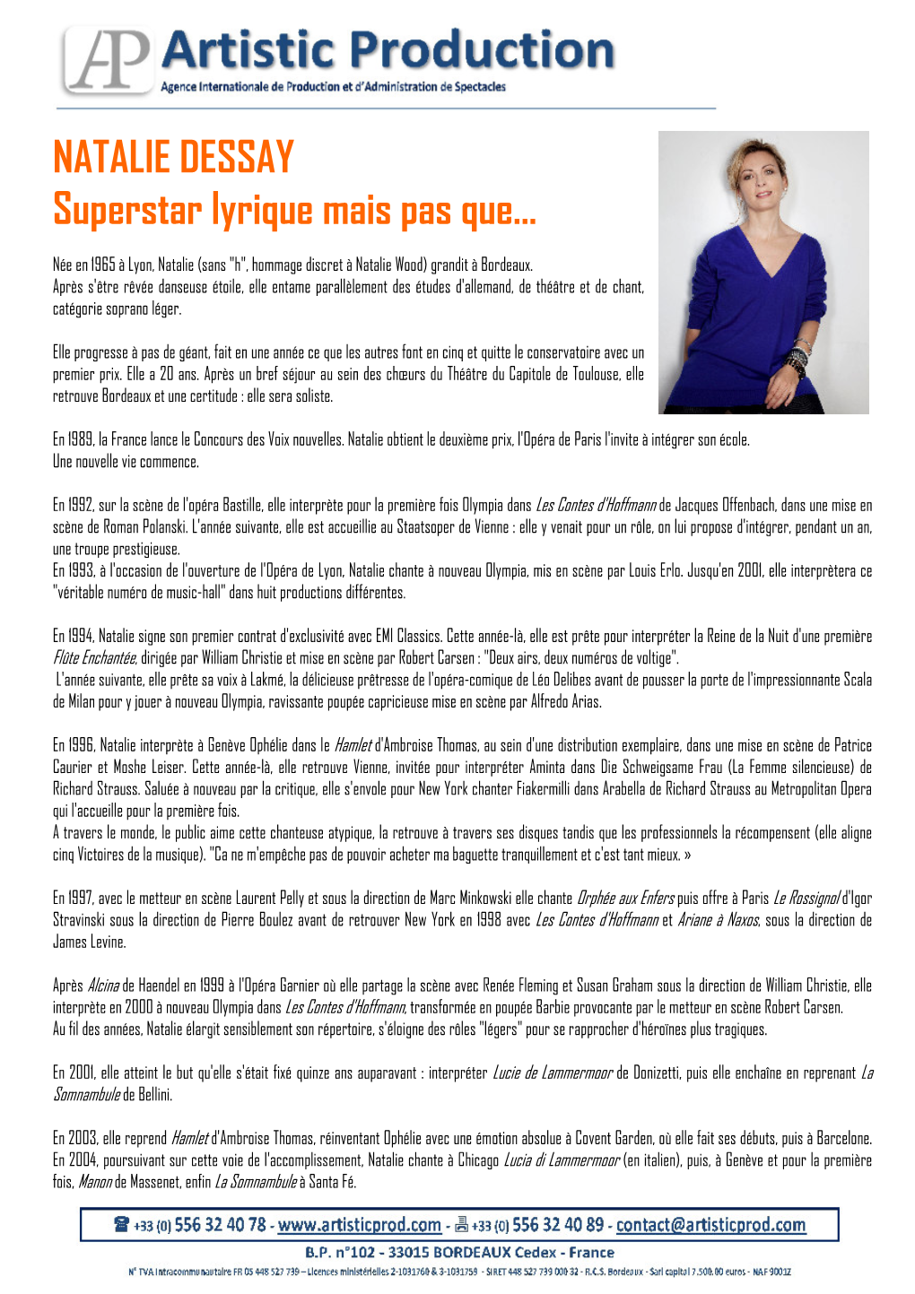 NATALIE DESSAY Superstar Lyrique Mais Pas Que…