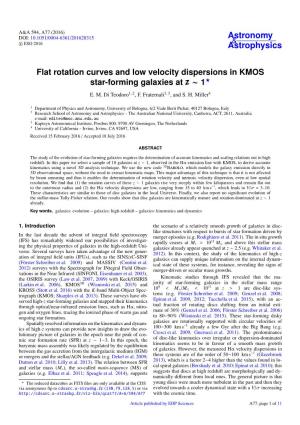 Flat Rotation Curves and Low Velocity Dispersions in KMOS Star-Forming Galaxies at Z ∼ 1? E