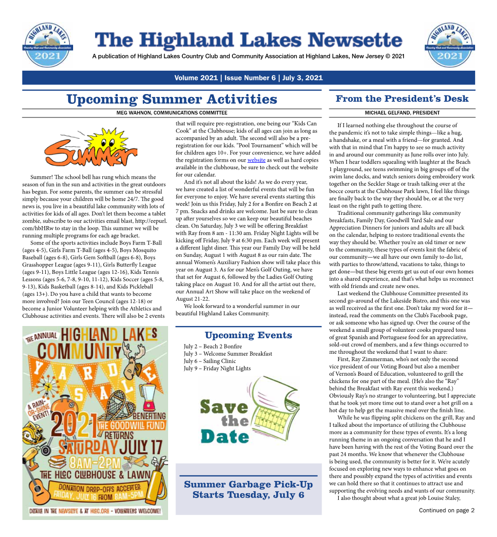 The Highland Lakes Newsette