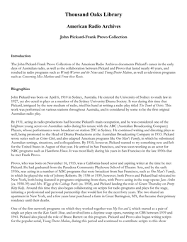 John Pickard-Frank Provo Collection