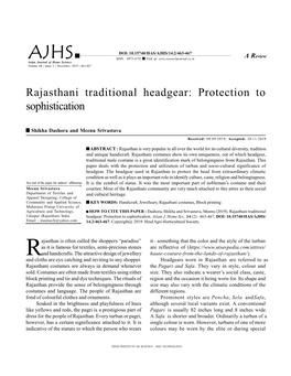 Rajasthani Traditional Headgear: Protection to Sophistication