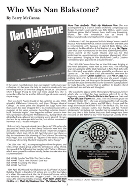 Who Was Nan Blakstone? by Barry Mccanna