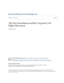 The First Amendment and the Corporate Civil Rights Movement, 11 J