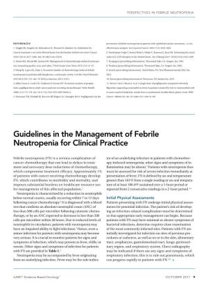 Guidelines in the Management of Febrile Neutropenia for Clinical Practice