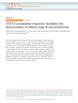 STAT3-Coordinated Migration Facilitates the Dissemination of Diffuse Large B-Cell Lymphomas