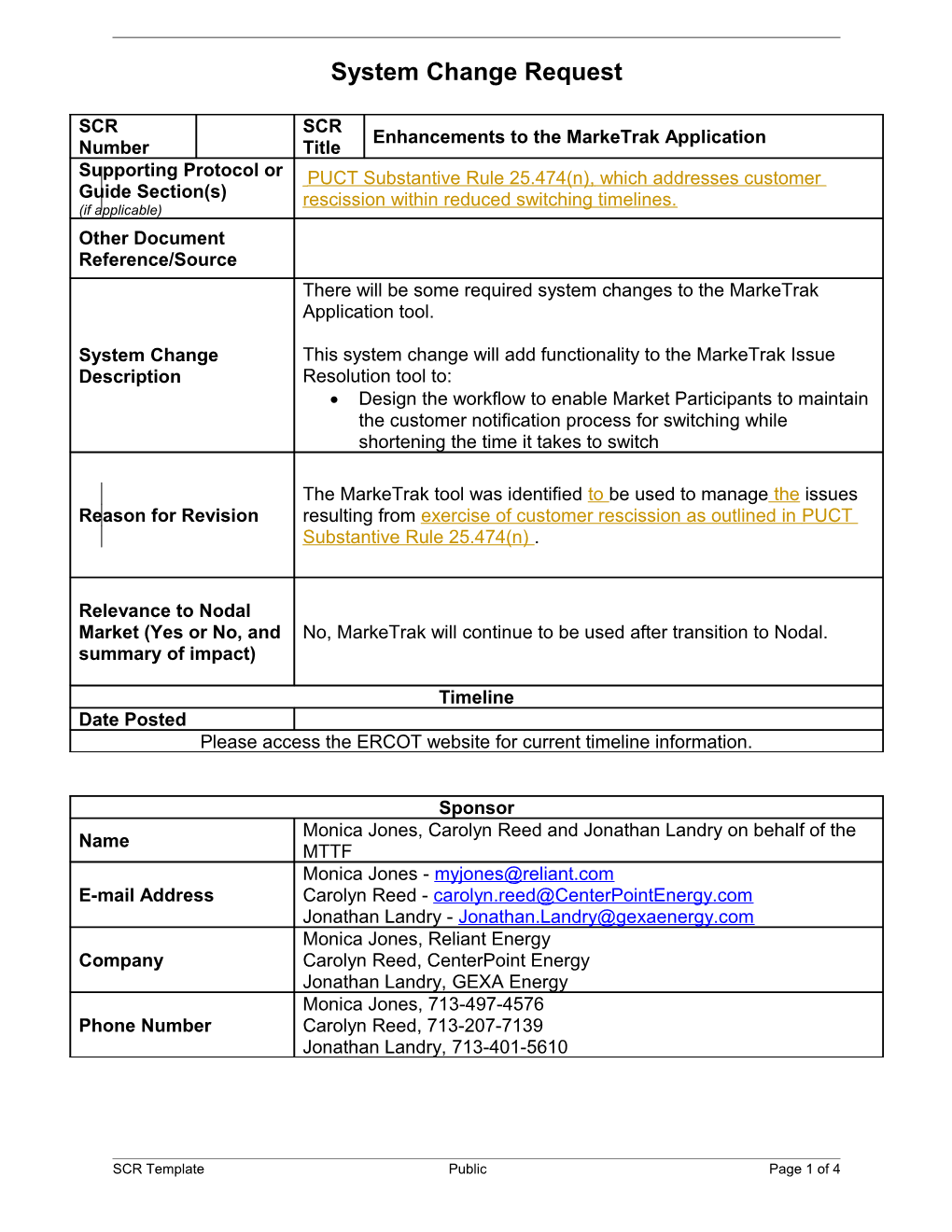 System Change Request s1