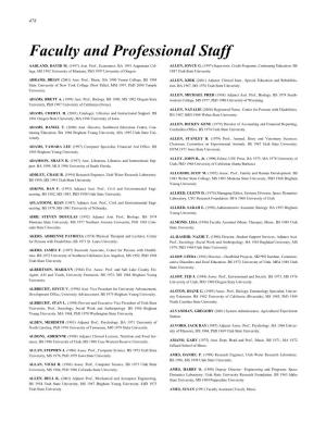 Faculty and Professional Staff