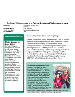 Carleton Village Junior and Senior Sports and Wellness Academy