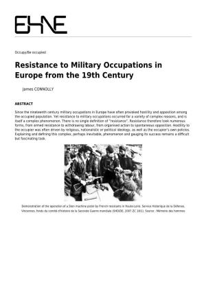 Resistance to Military Occupations in Europe from the 19Th Century