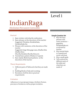 Indianraga Hindustani Percussion Curriculum