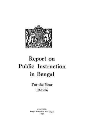 Report on Public Instruction in Bengal