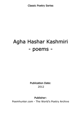 Agha Hashar Kashmiri - Poems