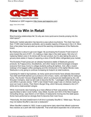How to Win in Retail Page 1 of 5