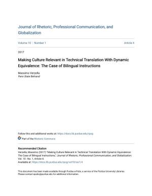 Making Culture Relevant in Technical Translation with Dynamic Equivalence: the Case of Bilingual Instructions