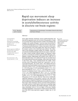 Rapid Eye Movement Sleep Deprivation Induces an Increase in Acetylcholinesterase Activity in Discrete Rat Brain Regions