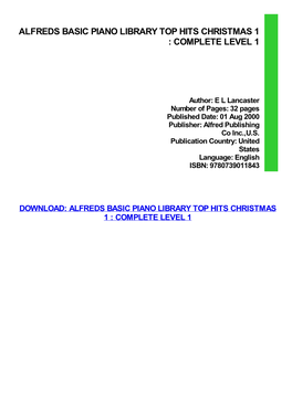 {Download PDF} Alfreds Basic Piano Library Top Hits Christmas 1