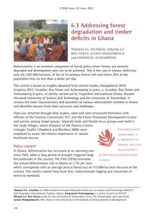 6.3 Addressing Forest Degradation and Timber Deficits in Ghana