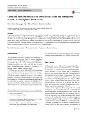 Combined Hormonal Influence of Cyproterone Acetate and Nomegestrol Acetate on Meningioma: a Case Report
