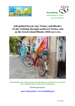 Self-Guided Bicycle Tour Turkey and Rhodes: 15-Day Trekking Through Southwest Turkey and on the Greek Island Rhodes 2020 (DRFT2109I)