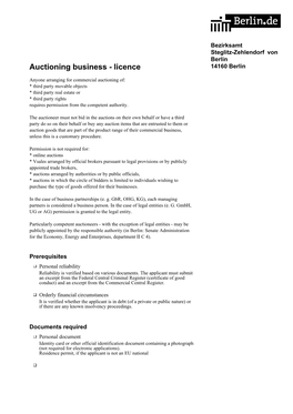 Auctioning Business - Licence 14160 Berlin