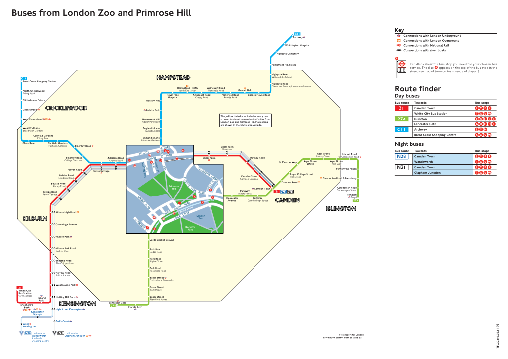 Buses from London Zoo and Primrose Hill