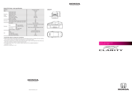 Honda FCX Clarity—Main Specifications
