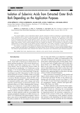 Isolation of Suberinic Acids from Extracted Outer Birch Bark /.../ J