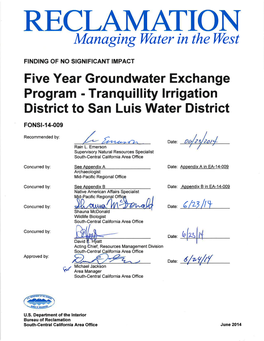 Tranquillity Irrigation District to San Luis Water District, and Is Hereby Incorporated by Reference