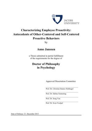 Antecedents of Other-Centered and Self-Centered Proactive Behaviors By