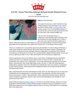 Kenya Thika New Gatanga Gathanji Double Washed Crown Jewel May 9, 2018 | See This Coffee Online Here ​