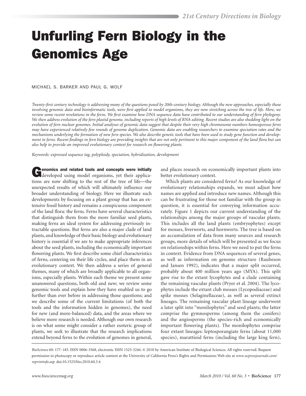 Unfurling Fern Biology in the Genomics Age