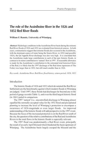 The Role of the Assiniboine River in the 1826 and 1852 Red River Floods