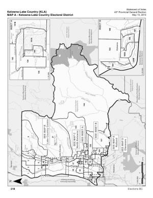 Kelowna-Lake Country (KLA) 40Th Provincial General Election MAP a - Kelowna-Lake Country Electoral District May 14, 2013