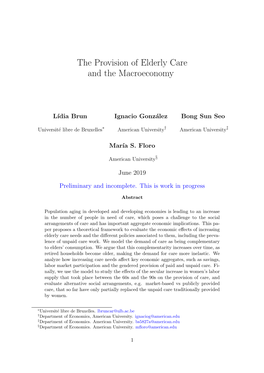 The Provision of Elderly Care and the Macroeconomy