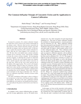 The Common Self-Polar Triangle of Concentric Circles and Its Application to Camera Calibration