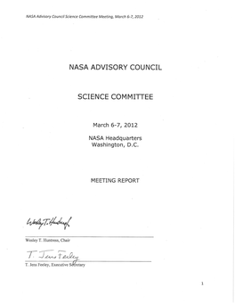 NASA Advisory Council Science Committee Meeting, March 6-7, 2012