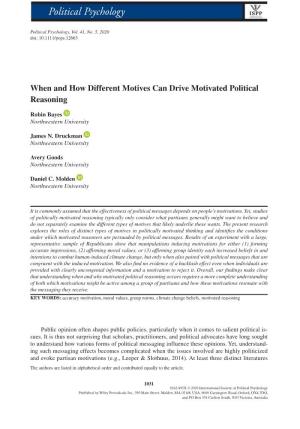 When and How Different Motives Can Drive Motivated Political Reasoning