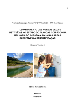 Levantamento Das Normas Legais Instituídas No Estado Do Alagoas Com Foco Na Melhoria Do Acesso À Água Nas Àreas Suscetíveis À Desertificação