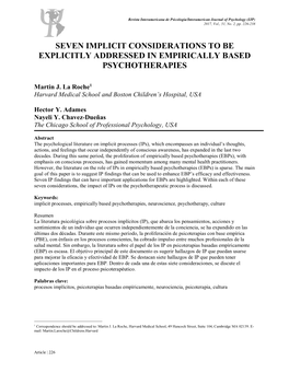 Seven Implicit Considerations to Be Explicitly Addressed in Empirically Based Psychotherapies