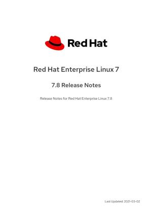 Red Hat Enterprise Linux 7 7.8 Release Notes