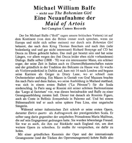 Michael William Balfe Maid of Artois