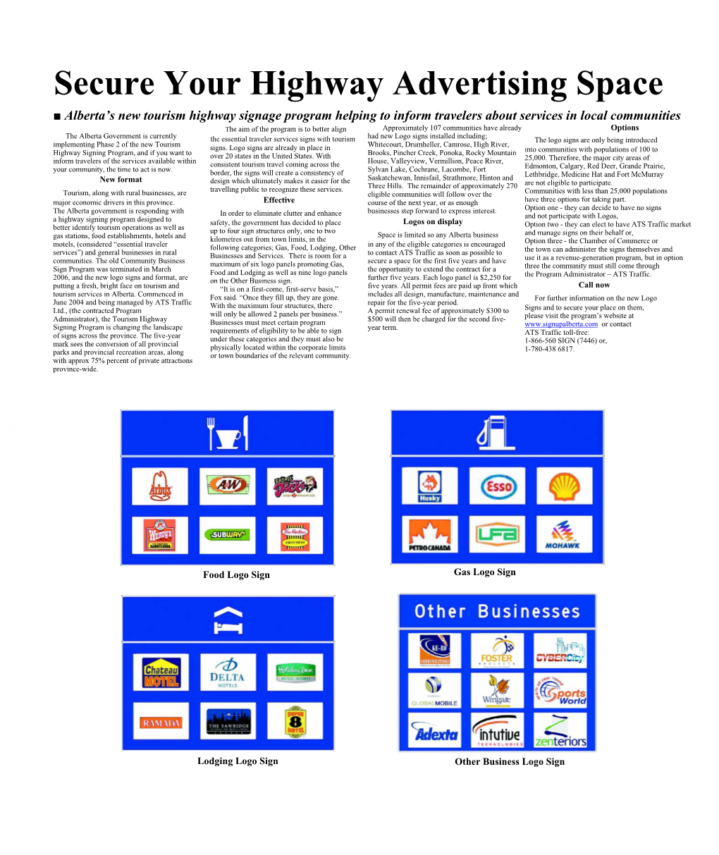 Secure Your Highway Advertising Space